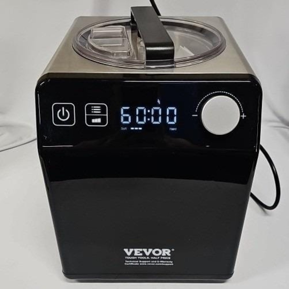 VEVOR‎ Automatic Ice Cream Maker with Compressor 1.5qt Stainless Steel Black